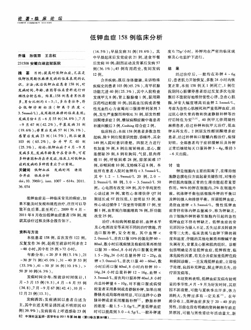 低钾血症158例临床分析