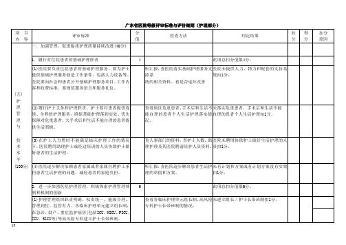 【医疗质量及标准】广东省医院等级评审标准与评价细则(护理部分)