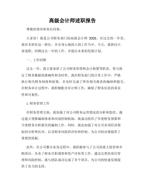 高级会计师述职报告