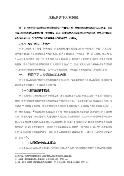 浅析刑罚下人权保障