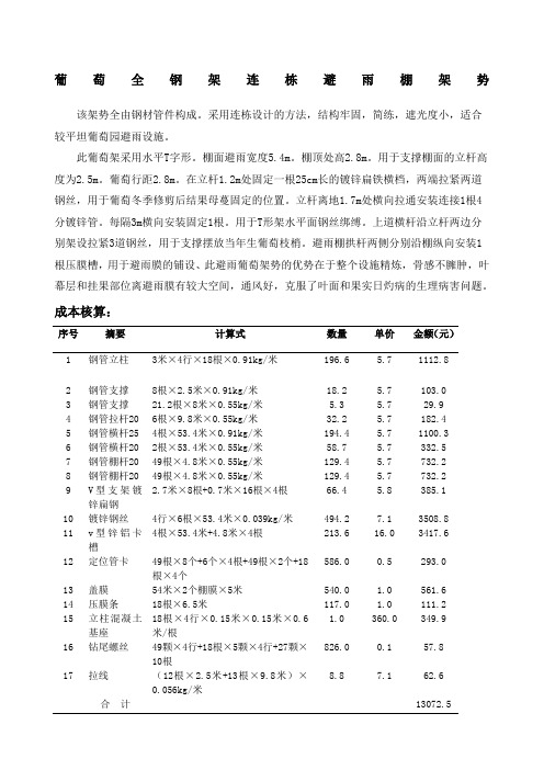 葡萄全钢架连栋避雨棚架势