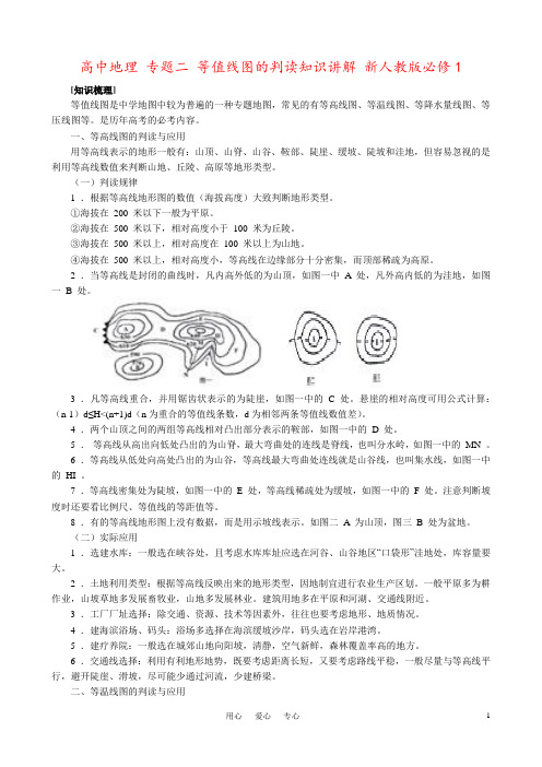 高中地理 专题二 等值线图的判读知识讲解 新人教版必修1