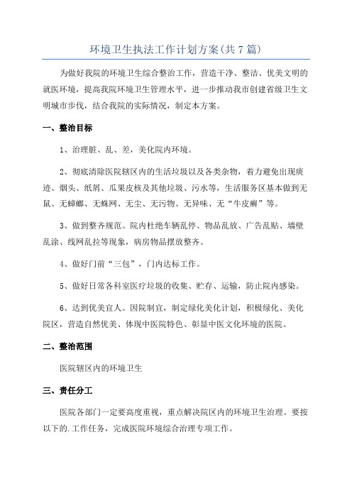 环境卫生执法工作计划方案(共7篇)