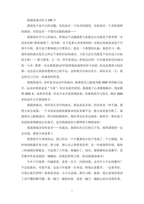 我渴望成功作文500字(精选)