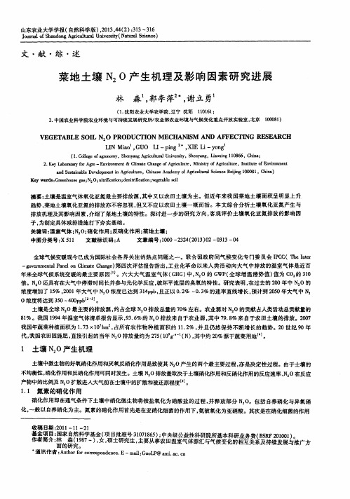 菜地土壤N2O产生机理及影响因素研究进展