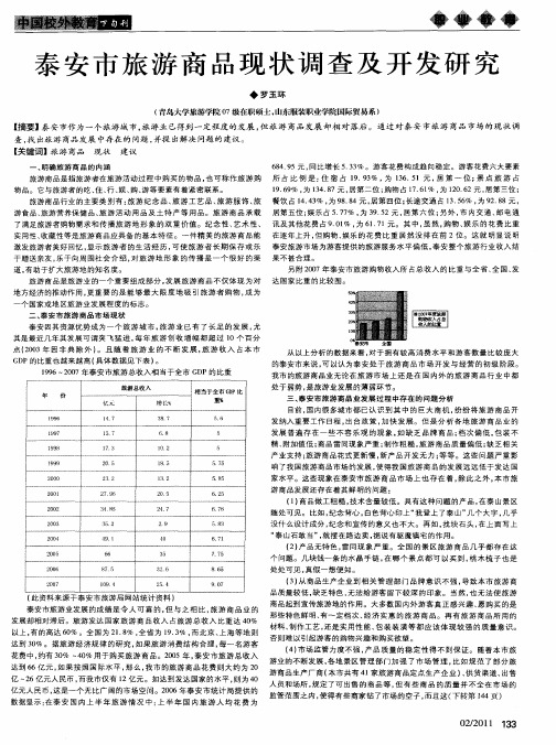 泰安市旅游商品现状调查及开发研究