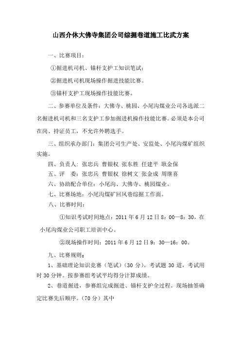 掘进机司机比武方案操作程序