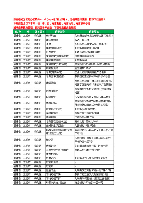 新版福建省三明市梅列区蛋糕房工商企业公司名录名单大全55家