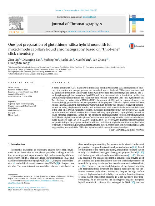 One-pot preparation of glutathione–silica hybrid monolith for mixed-mode capillary