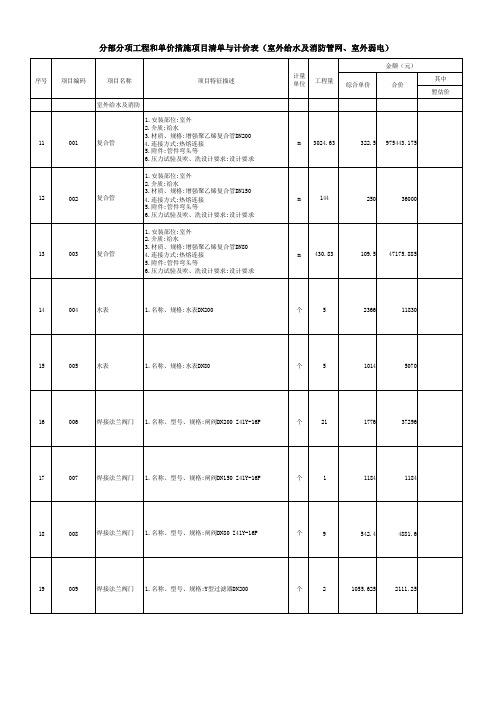 工程-分部分项工程和单价措施项目清单与计价表(室外给水及消防管网、室外弱电)