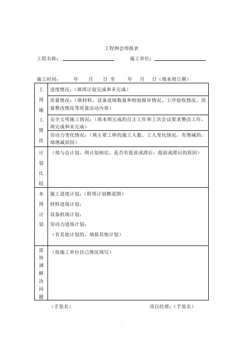 工程例会周报表