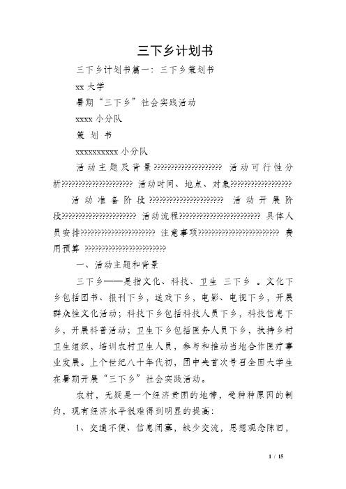 三下乡计划书