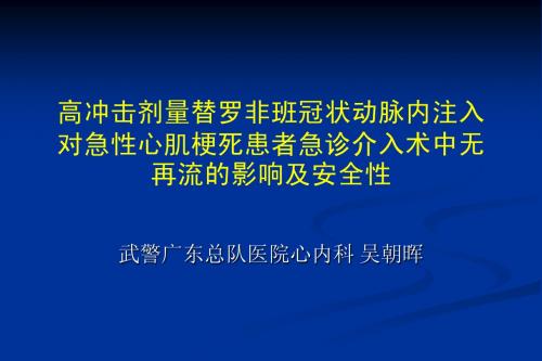 高冲击剂量替罗非班冠状动脉内注入对急性心肌梗死患者急诊