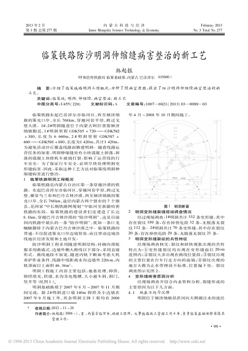 临策铁路防沙明洞伸缩缝病害整治的新工艺韩起银
