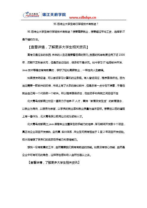 95后待业大学生转行学啥技术有钱途？