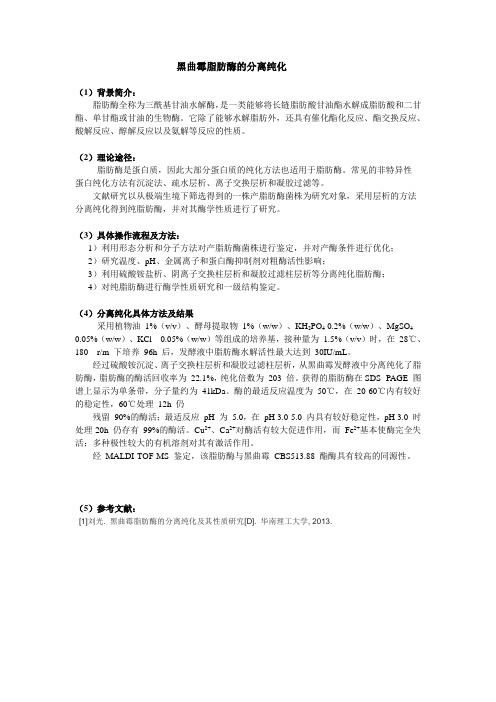 黑曲霉脂肪酶的分离纯化