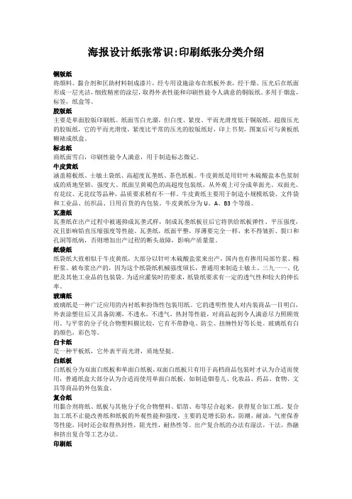 海报设计纸张常识-印刷纸张分类介绍