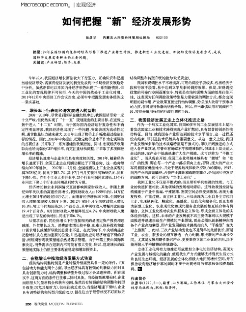 如何把握“新”经济发展形势