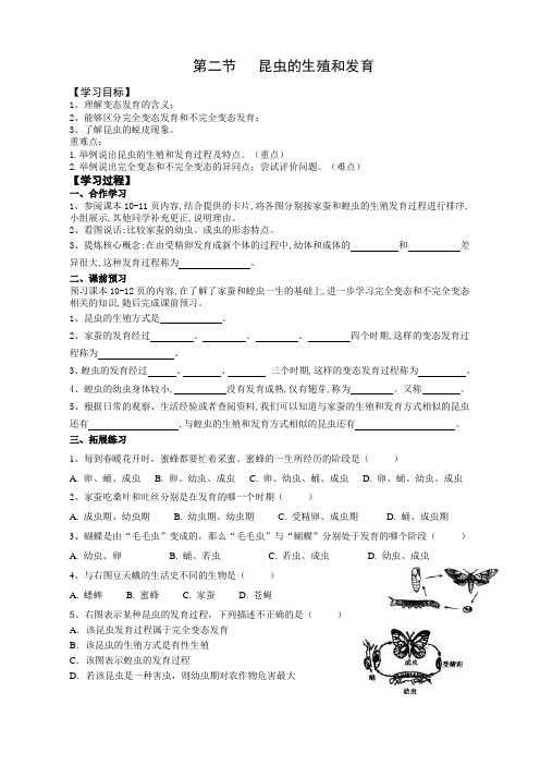 昆虫的生殖和发育导学案
