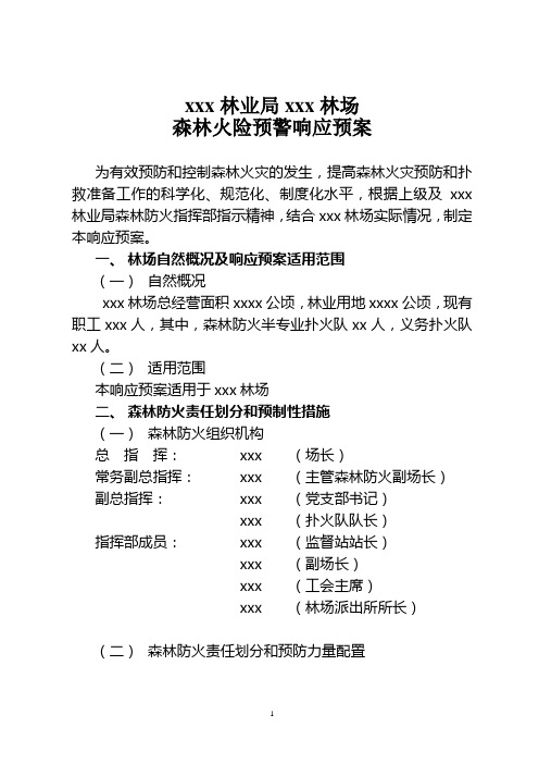 林场森林火险预警响应预案