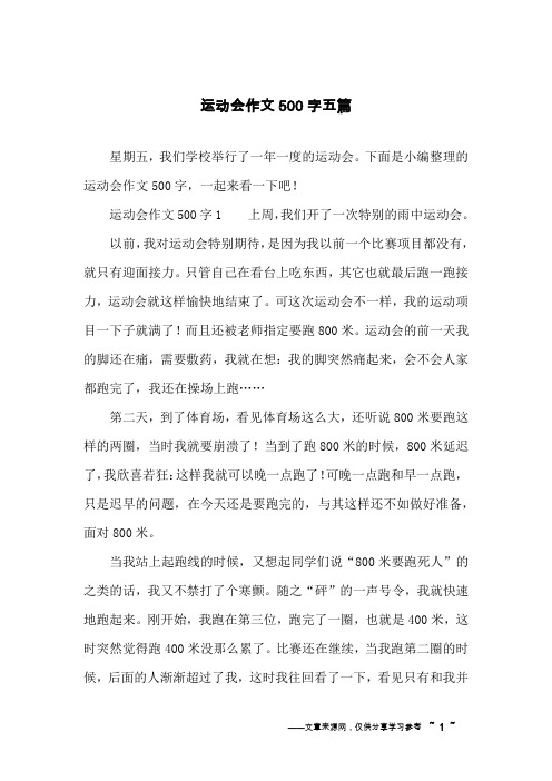 运动会作文500字五篇