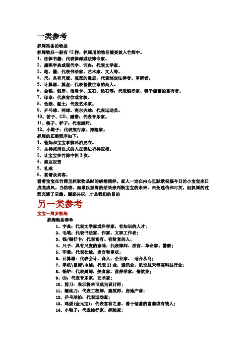 宝宝一周岁抓阄清单