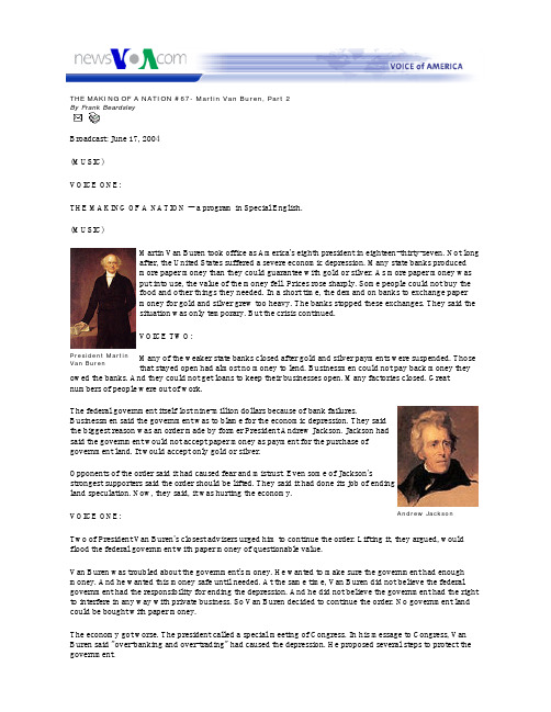 THE MAKING OF A NATION #067 - Martin Van Buren, Part 2