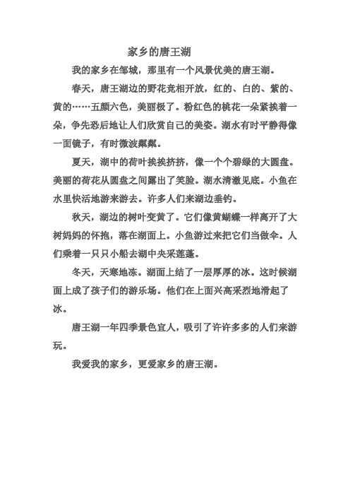 家乡的唐王湖