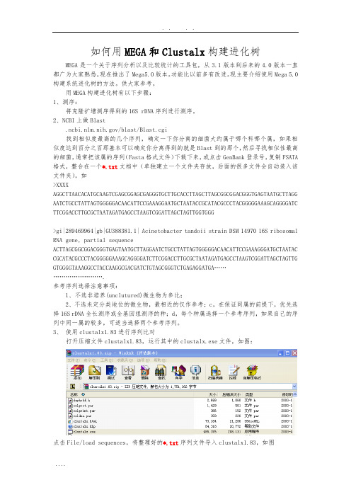 如何用MEGA5.0和Clustalx1.83构建进化树