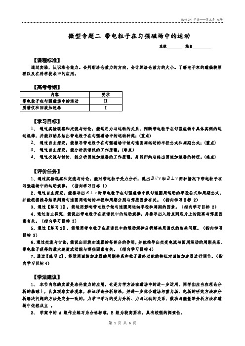 第六节 带电粒子在匀强磁场中的运动——学案(学生)