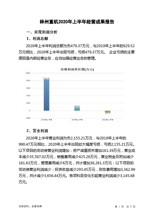 林州重机2020年上半年经营成果报告