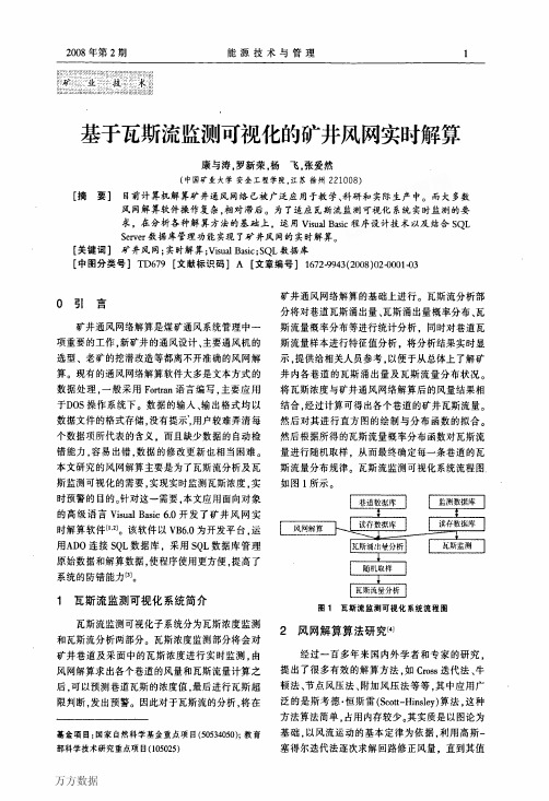 基于瓦斯流监测可视化的矿井风网实时解算
