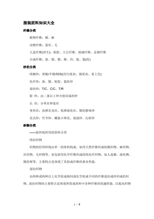 服装面料知识大全