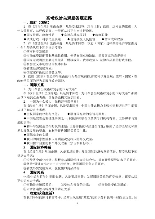 高考政治主观题答题思路