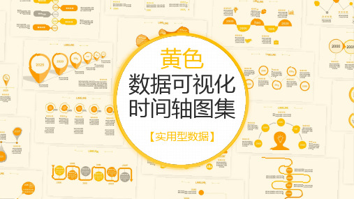 黄色圆形时间轴图集模版ppt