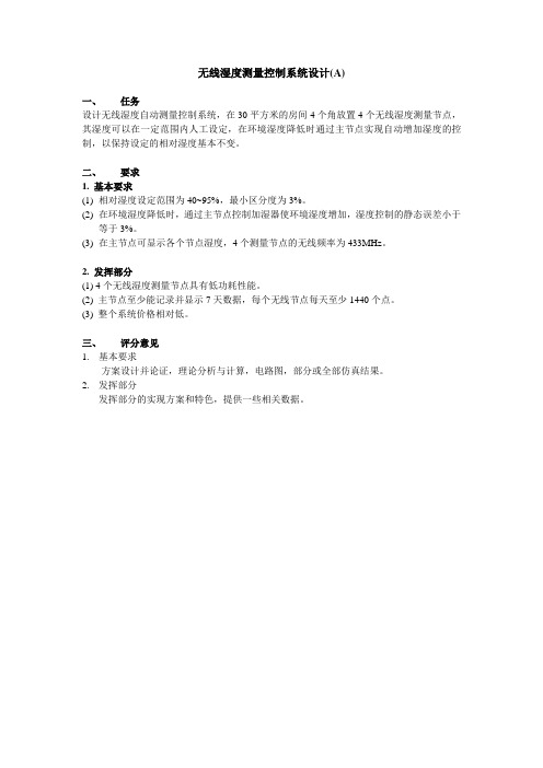 无线湿度监测系统设计