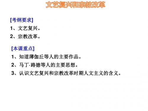 岳麓版2019年高考历史大一轮复习近代史课件：文艺复兴和宗教改革