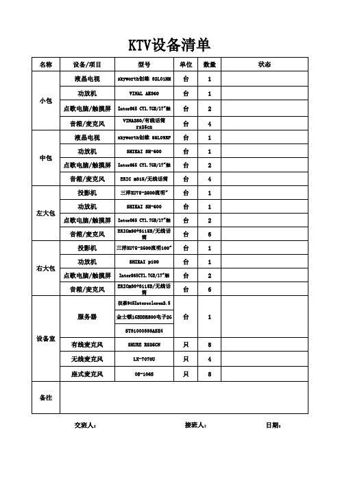 ktv设备清单.xls