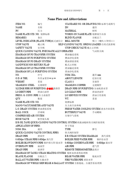 船舶英语缩写