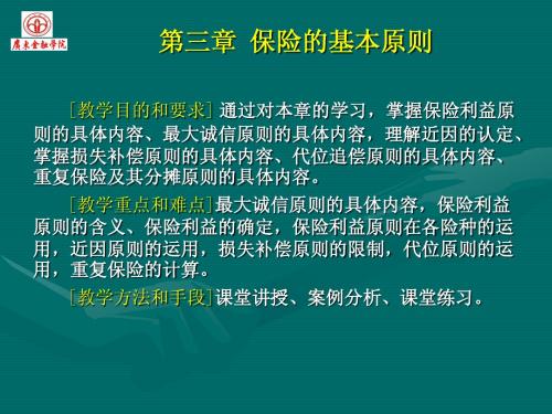 保险的基本原则
