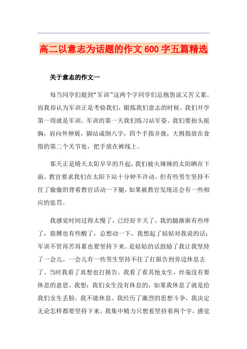 高二以意志为话题的作文600字五篇精选