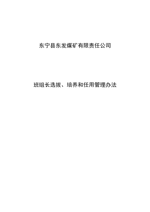 班组长选拔、培养和任用管理办法