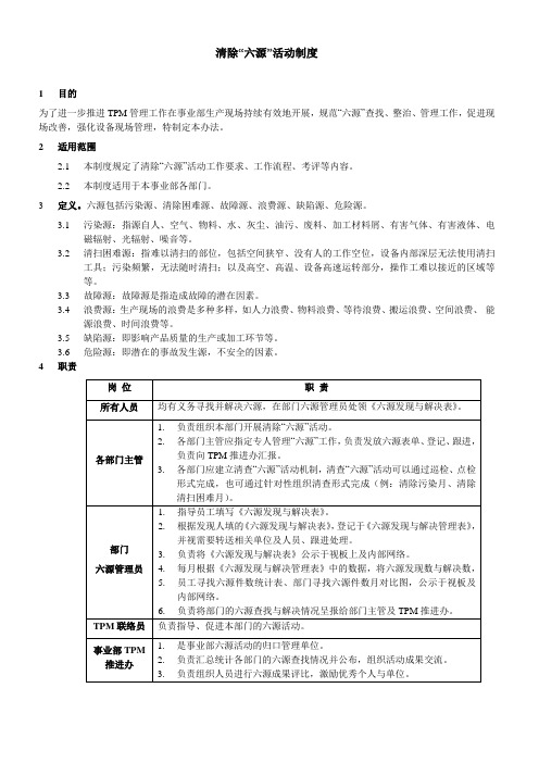 TPM清除六源活动制度