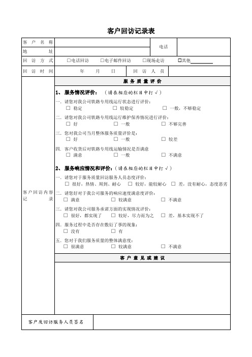 客户回访记录表