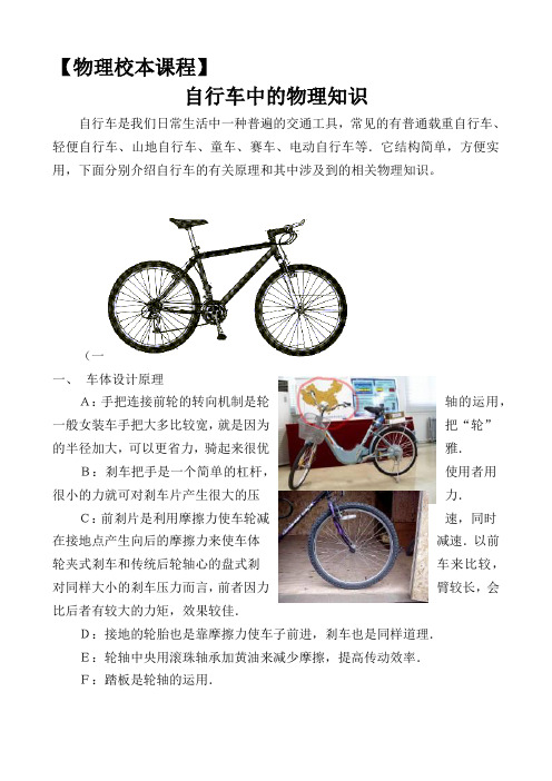 【校本课程】物理校本课程-自行车、过山车及体育中的物理知识