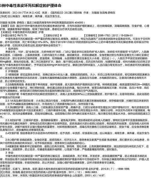 1例中毒性表皮坏死松解症的护理体会