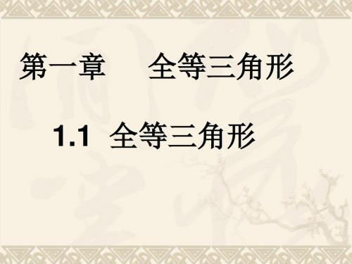 青岛版初二数学八年级上册1.1全等三角形