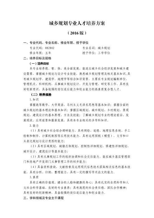 城乡规划专业人才培养方案
