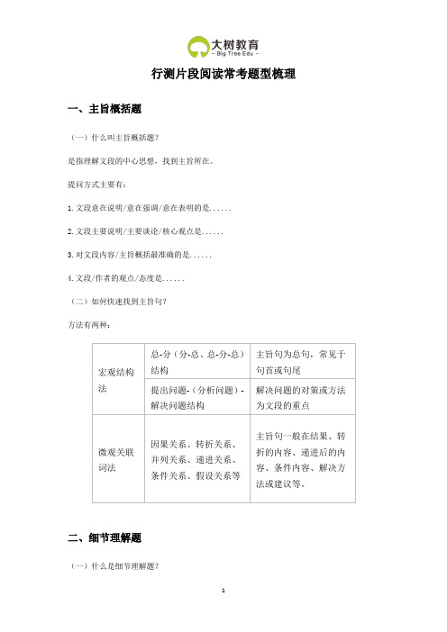 行测片段阅读常考题型梳理-2019省考
