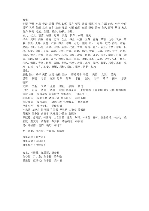 小说人物名字大全(3)